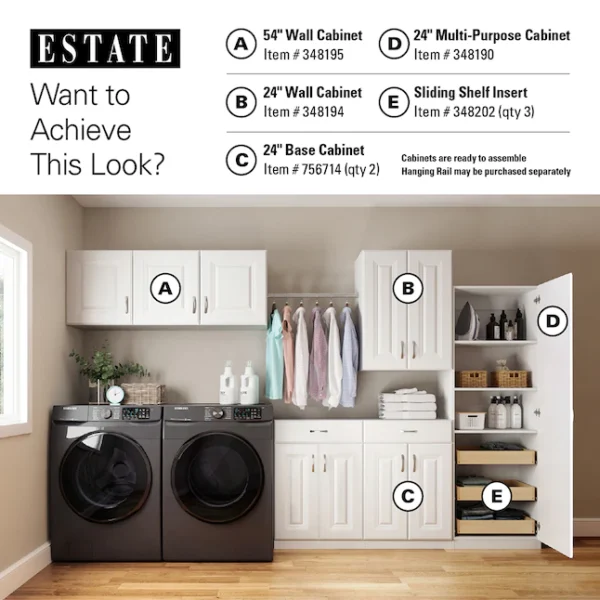 Estate ESBDD24SW 23.75-in W x 34.5-in H Wood Composite White Wall-mount Utility Storage Cabinet - Image 7
