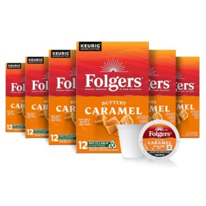 Folgers Buttery Caramel Flavored Coffee, 72 Keurig K-Cups Pods
