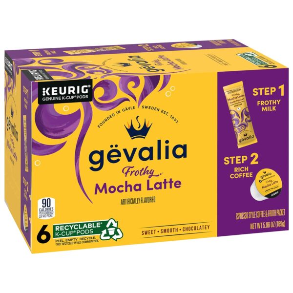 Gevalia Frothy 2-Step Mocha Latte Espresso K-Cup Coffee Pods   Froth Packets Kit, 6 Count (Pack of 6) - Image 3