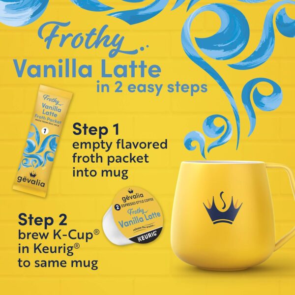 Gevalia Frothy 2-Step Vanilla Latte Espresso K-Cup Coffee Pods   Froth Packets Kit, 6 Count (Pack of 6) - Image 9