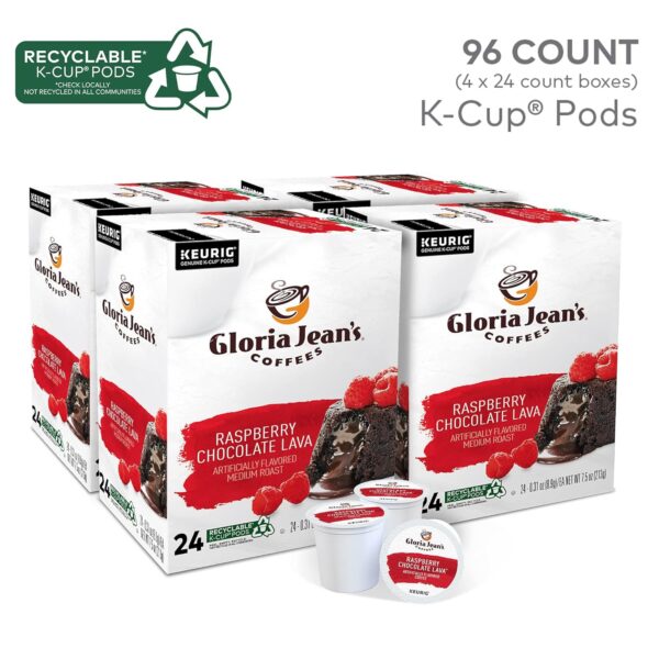 Gloria Jean s Raspberry Chocolate Lava Keurig Single-Serve K-Cup Pods, Medium Roast Coffee, 96 Count (4 Packs of 24) - Image 10
