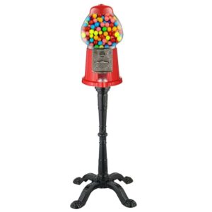 15 in. Vintage Red Gumball Machine Bank with Stand