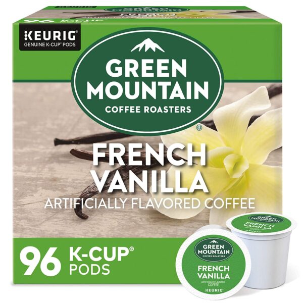 Green Mountain Coffee Roasters French Vanilla, Single-Serve Keurig K-Cup Pods, Flavored Light Roast Coffee Pods, 96 Count