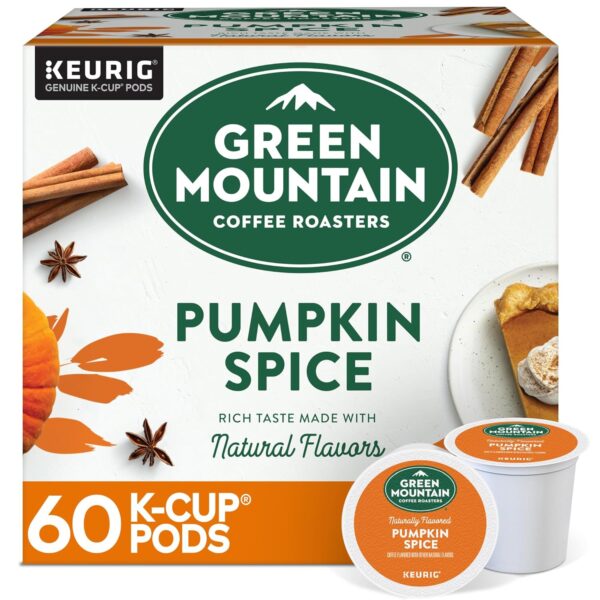 Green Mountain Coffee Roasters Pumpkin Spice, Keurig Single-Serve K-Cup Pods, Light Roast Coffee, 60 Count (6 Packs of 10)