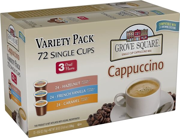 Grove Square Cappuccino Variety Pack, 72 Single Serve Cups