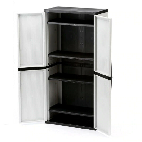 HDX Plastic Freestanding Garage Cabinet in Gray (35 in. W x 71 in. H x 18 in. D) - Image 3