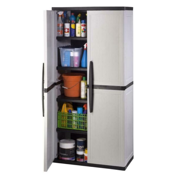 HDX Plastic Freestanding Garage Cabinet in Gray (35 in. W x 71 in. H x 18 in. D) - Image 7