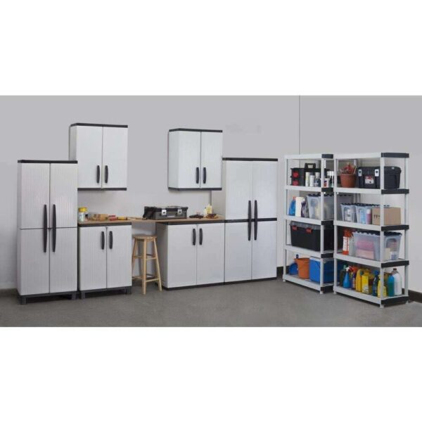 HDX Plastic Freestanding Garage Cabinet in Gray (35 in. W x 71 in. H x 18 in. D) - Image 8