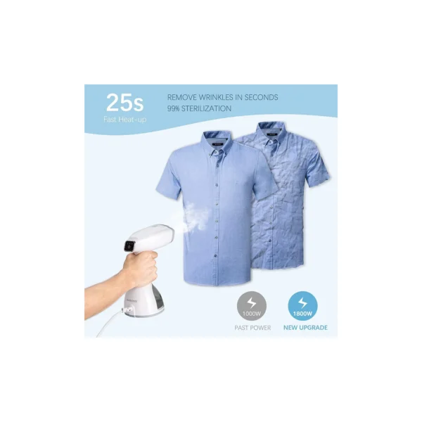 Handheld Garment Steamer 1800W 20s Heat Up Steamer for Clothes with LCD Smart Screen, 2 Steam Options Fabric Steamer, Upgraded Nozzle and 350ml Water Tank - Image 5