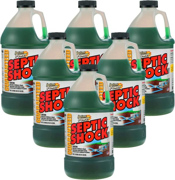 Instant Power Septic Shock Septic Tank Treatment, Drain Cleaner Liquid Clog Remover for Septic System, 67.6 FL OZ (2 Liter), 6 Pack,1868