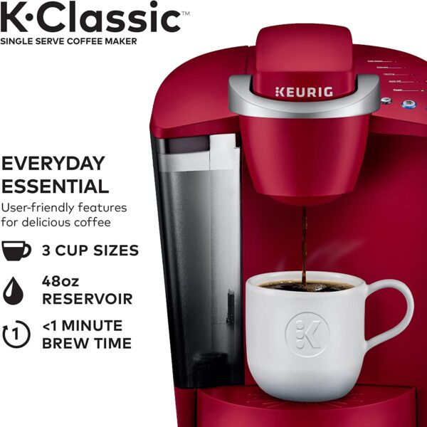 K-Classic Coffee Maker, Single Serve  Pod Coffee Brewer, 6 to 10 Oz. Brew Sizes, Rhubarb - Image 2