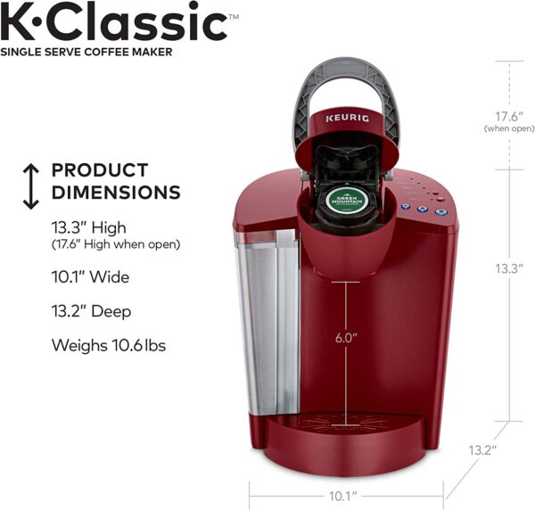 K-Classic Coffee Maker, Single Serve  Pod Coffee Brewer, 6 to 10 Oz. Brew Sizes, Rhubarb - Image 4