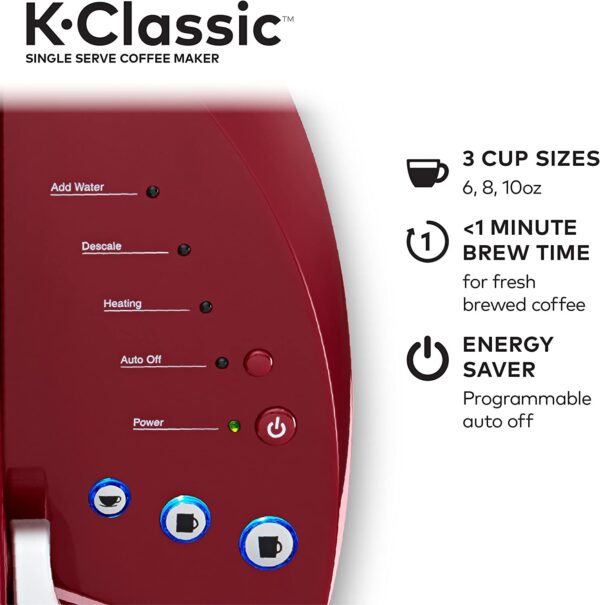 K-Classic Coffee Maker, Single Serve  Pod Coffee Brewer, 6 to 10 Oz. Brew Sizes, Rhubarb - Image 5