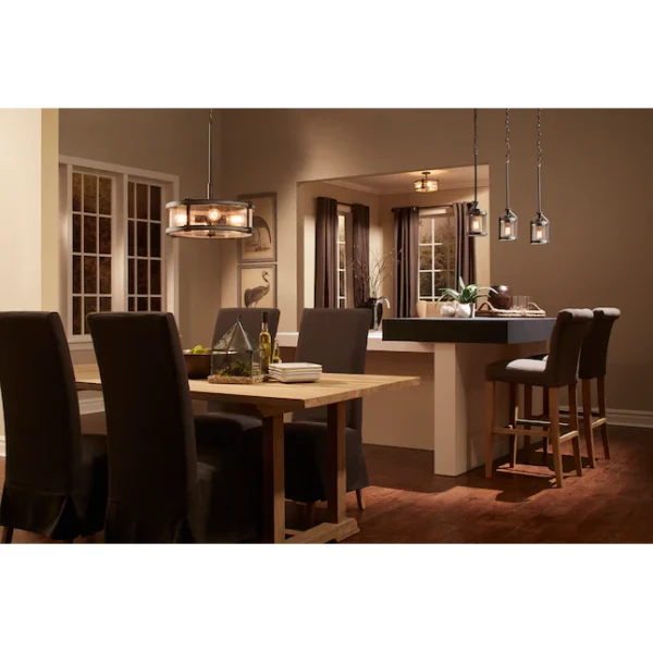 34810 Barrington Anvil Iron and Distressed Antique Grey Rustic Seeded Glass Cylinder Mini Pendant Light - Image 5