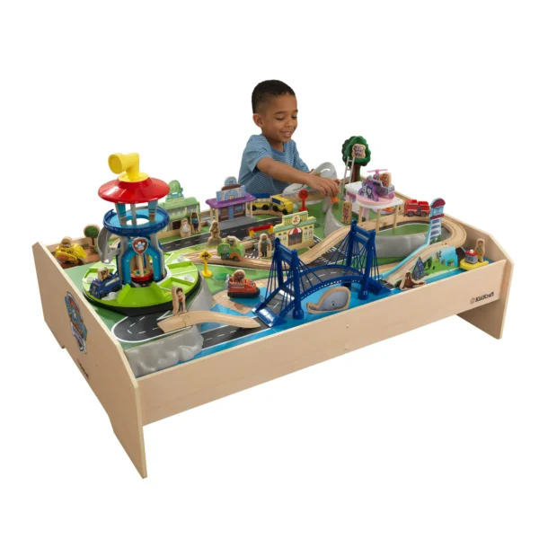 PAW Patrol Adventure Bay Wooden Play Table with Rotating Lookout Tower, 73 Pieces