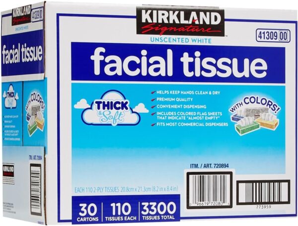 Kirkland Signature Facial Tissue, Lodge Pack   110 ct   30 pk