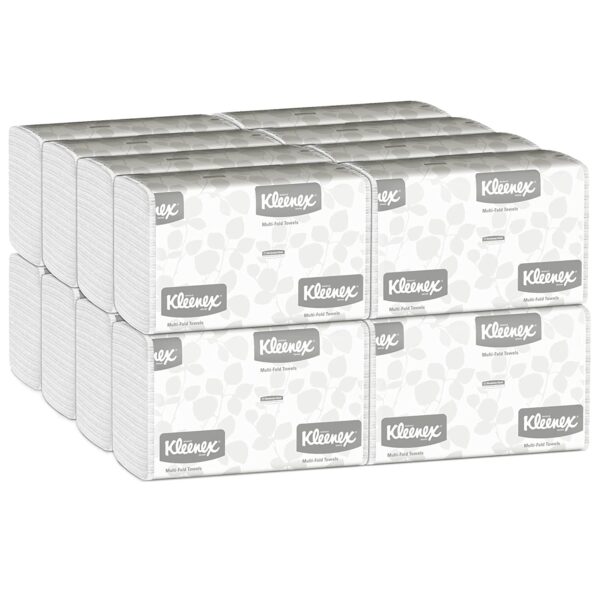 Kleenex Multifold Paper Towels (01890), White, 16 Packs / Case, 150 Tri Fold Paper Towels / Pack, 2,400 Towels / Case - Image 2