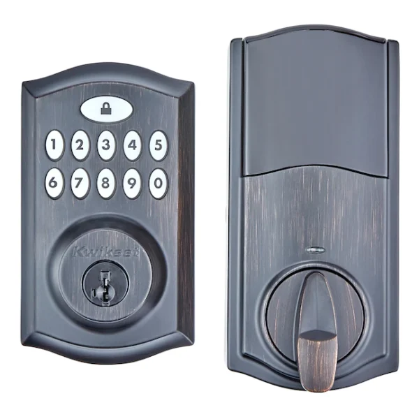 913 Venetian Bronze Single Cylinder Electronic Deadbolt Lighted Keypad - Image 5