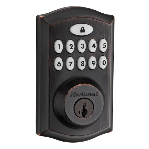 913 Venetian Bronze Single Cylinder Electronic Deadbolt Lighted Keypad - Image 6
