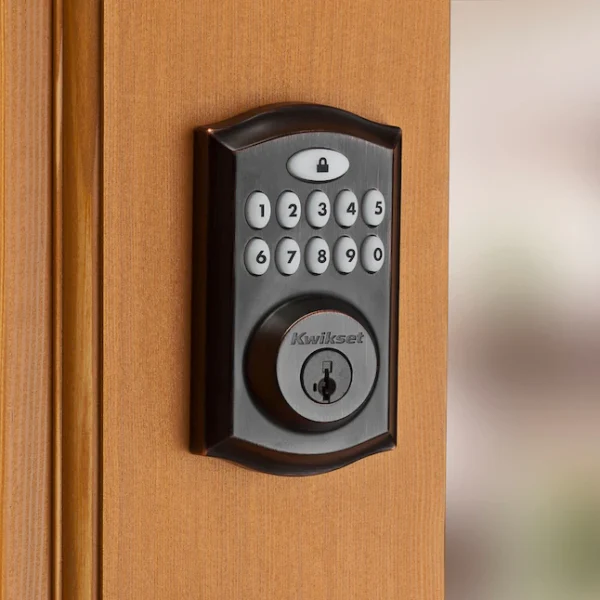 913 Venetian Bronze Single Cylinder Electronic Deadbolt Lighted Keypad - Image 8