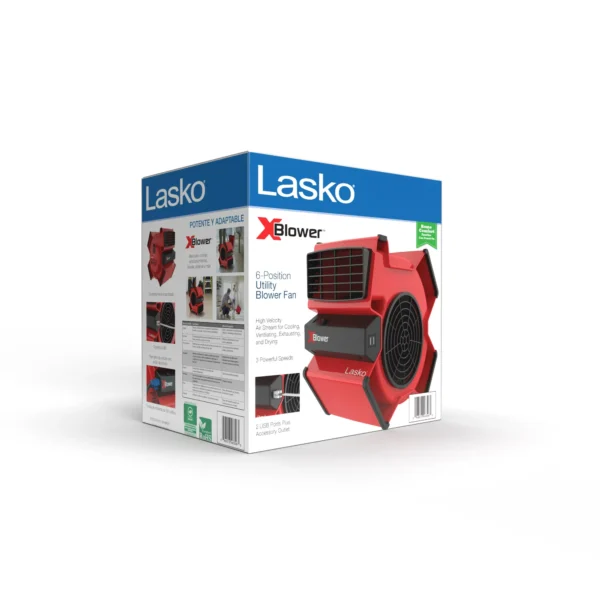 Multi-Position Utility Blower Fan with USB Port, X12900, Red - Image 7