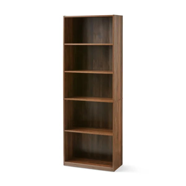 5-Shelf Bookcase with Adjustable Shelves, Canyon Walnut - Image 4