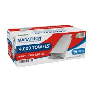 Marathon Multifold 1-Ply Paper Towels, 9.2  x 9.4 , White (250 towels/pk., 16 pks./case)