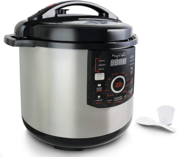 12 Quart Digital Pressure Cooker with 15 Preset Options and Glass Lid, Silver - Image 6
