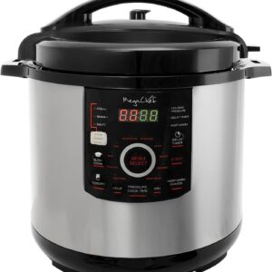 12 Quart Digital Pressure Cooker with 15 Preset Options and Glass Lid, Silver