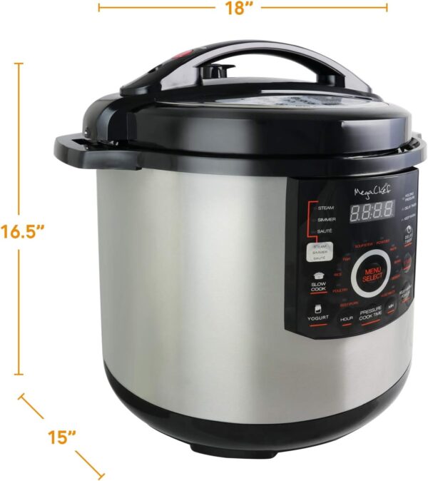 12 Quart Digital Pressure Cooker with 15 Preset Options and Glass Lid, Silver - Image 5