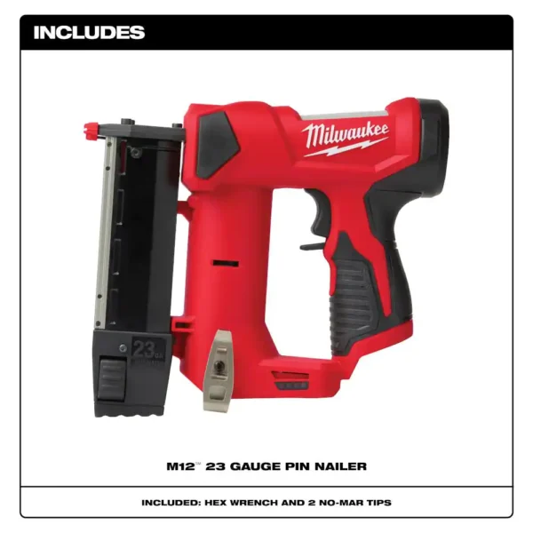 2540-20-48-11-2411 M12 12-Volt 23-Gauge Lithium-Ion Cordless Pin Nailer with Two M12 12-Volt 1.5 Ah Lithium-Ion Compact Battery Packs - Image 3
