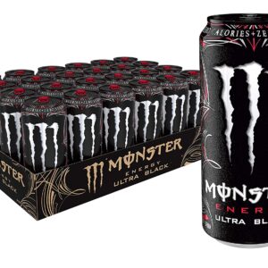 Monster Energy Ultra Black, Sugar Free Energy Drink, 16 Ounce (Pack of 24)