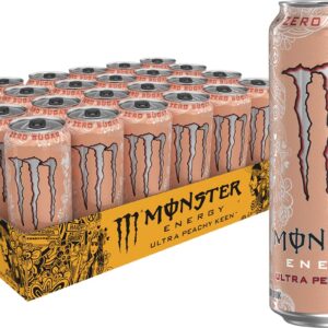 Monster Energy Ultra Peachy Keen, Sugar Free Energy Drink, 16oz (Pack of 24)