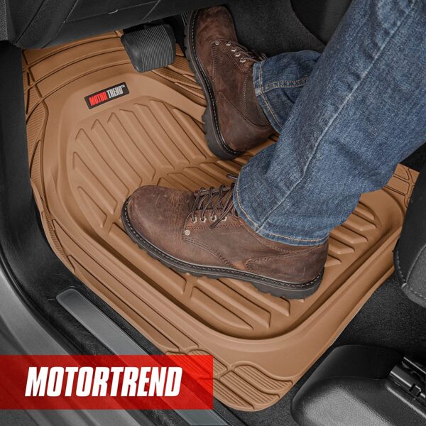 923-BG Beige Contour Liners-Deep Dish Heavy Duty Rubber Floor Mats for Car SUV Truck   Van-All Weather Protection Trim to Fit Most Vehicles(Tan Beige) - Image 4