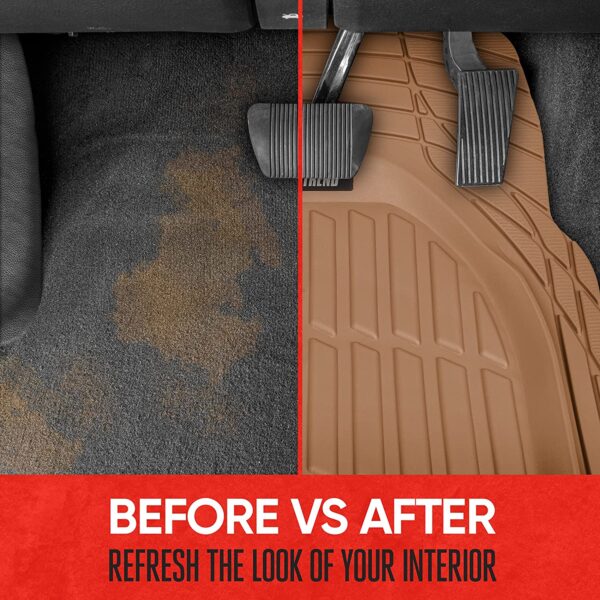 923-BG Beige Contour Liners-Deep Dish Heavy Duty Rubber Floor Mats for Car SUV Truck   Van-All Weather Protection Trim to Fit Most Vehicles(Tan Beige) - Image 5