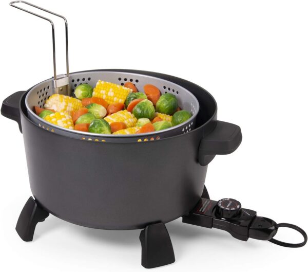 06009 10-quart Kitchen Kettle XL steamer Multi-Cooker, Black - Image 6