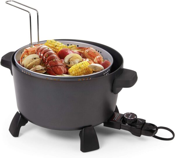 06009 10-quart Kitchen Kettle XL steamer Multi-Cooker, Black - Image 5
