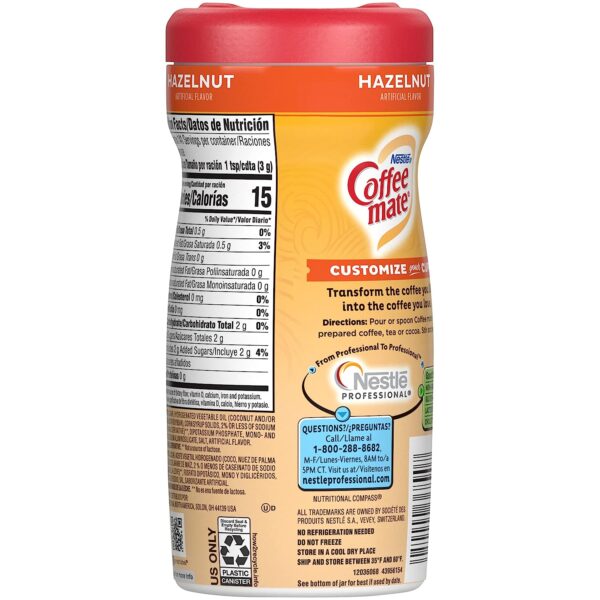 Nestle Coffee mate Coffee Creamer, Hazelnut, Non Dairy Powder Creamer, 15 Ounces (Pack of 12) - Image 2