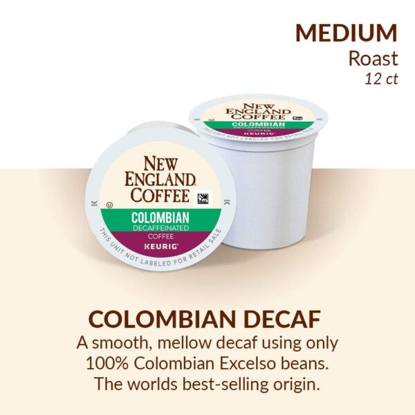 New England Coffee Colombian Decaffeinated Medium Roast Single Serve Pods, 12ct Box (Pack of 6) - Image 2