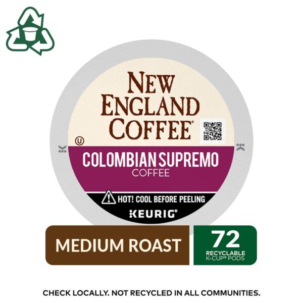 New England Coffee Colombian Supremo Medium Roast Single Serve Pods, 12ct Box (Pack of 6) - Image 13