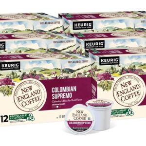New England Coffee Colombian Supremo Medium Roast Single Serve Pods, 12ct Box (Pack of 6)