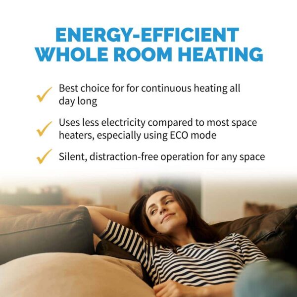 AH-450B Portable1500-Watt Electric Oil-Filled Silent Radiator Heater with Energy Efficient Operation Cover 150 sq. ft.   Black - Image 6