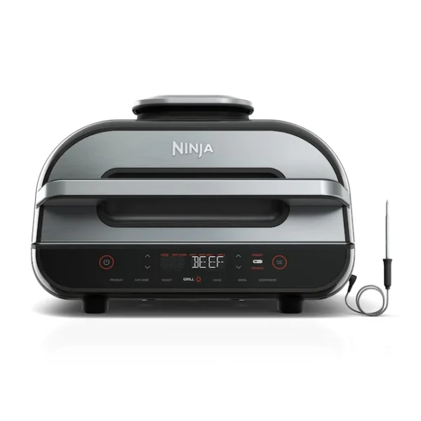 FG551  Smart XL 6-in-1 Indoor Grill with Air Fry, Roast, Bake, Broil   Dehydrate, Smart Thermometer, Black/Silver
