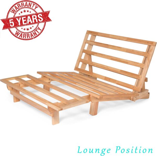 Tri-Fold Wood Futon Frame Full Size Sofa Bed Lounger   (Affordable Space Saver, Natural Finish) Ideal for Small Spaces, RVs, and Dorm Rooms - Image 4