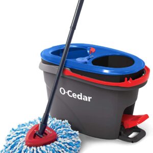 O-Cedar EasyWring RinseClean Microfiber Spin Mop   Bucket Floor Cleaning System, Grey