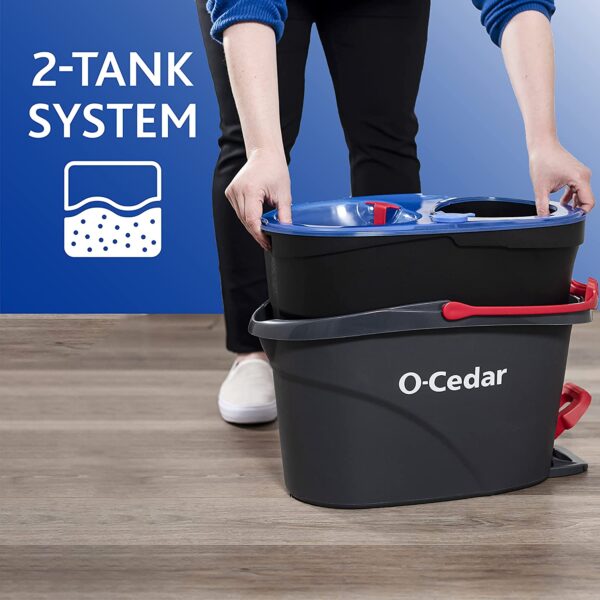 O-Cedar EasyWring RinseClean Microfiber Spin Mop   Bucket Floor Cleaning System, Grey - Image 3