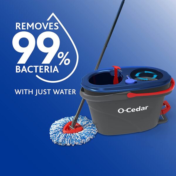 O-Cedar EasyWring RinseClean Microfiber Spin Mop   Bucket Floor Cleaning System, Grey - Image 4