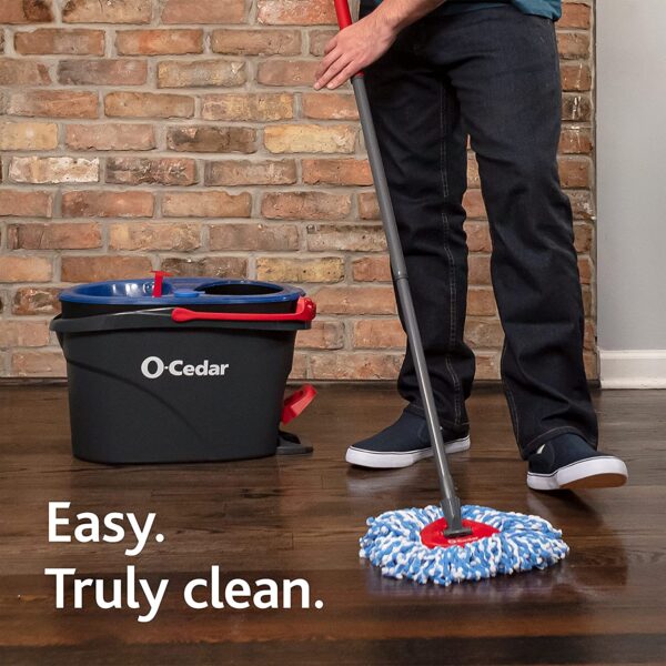 O-Cedar EasyWring RinseClean Microfiber Spin Mop   Bucket Floor Cleaning System, Grey - Image 9