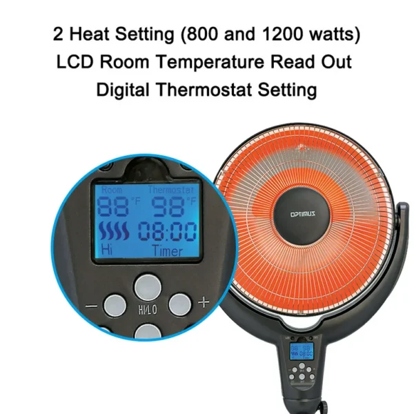 H-4501 14  Adjustable Oscillating Pedestal Dish Heater w/ Remote Control - Image 4