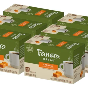 Panera Bread Caramel Light Roast Coffee, Single Serve 60 Count Pods (6 Packs of 10)